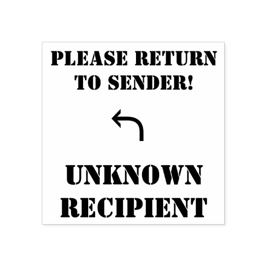 "BITTE ZURÜCK ZUM SENDER!", "UNBEKANNTER EMPFÄNGER GUMMISTEMPEL (Prägung)