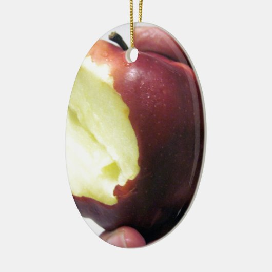 Bitten Red Apple Keramikornament (Links)