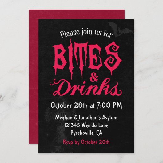 Bitten und Getränke Einladung (Vorne/Hinten)