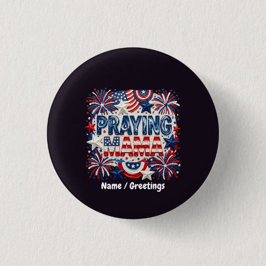 Bittende Mutter Patriotischer Kunstdruck Rot, Wei Button (Vorderseite)