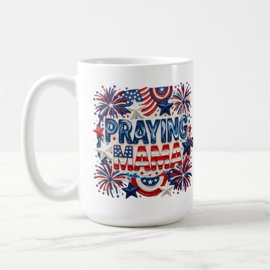 Bittende Mutter Patriotischer Kunstdruck Rot, Wei Kaffeetasse (Links)