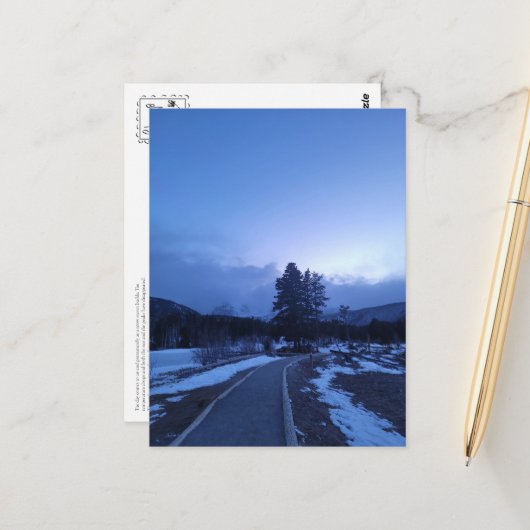 Bitter Blue Mountain Winter Wanderung Postkarte (Vorderseite/Rückseite Beispiel)
