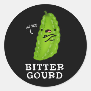 Bitter Gourd Funny Veggie Pun Dark BG Runder Aufkleber