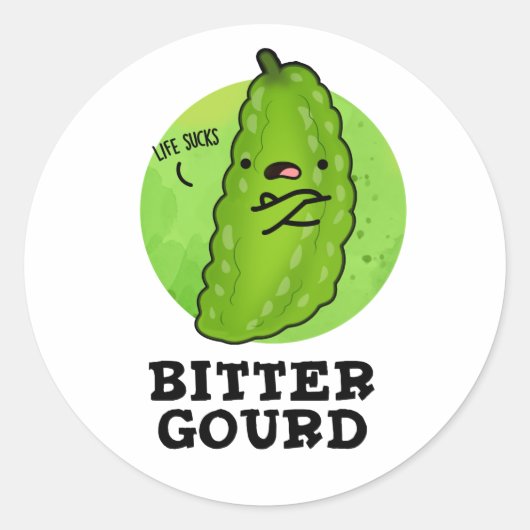 Bitter Gourd Funny Veggie Pun Runder Aufkleber (Vorderseite)