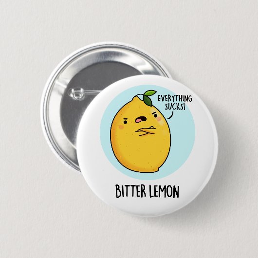 Bitter Lemon Funny Fruit Pun Button (Vorne & Hinten)