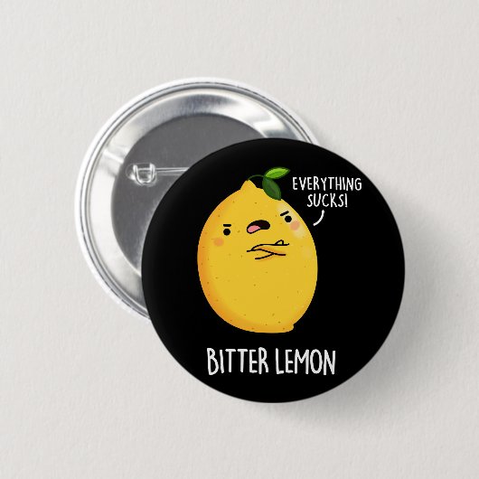 Bitter Lemon Funny Fruit Pun Dark BG Button (Vorne & Hinten)