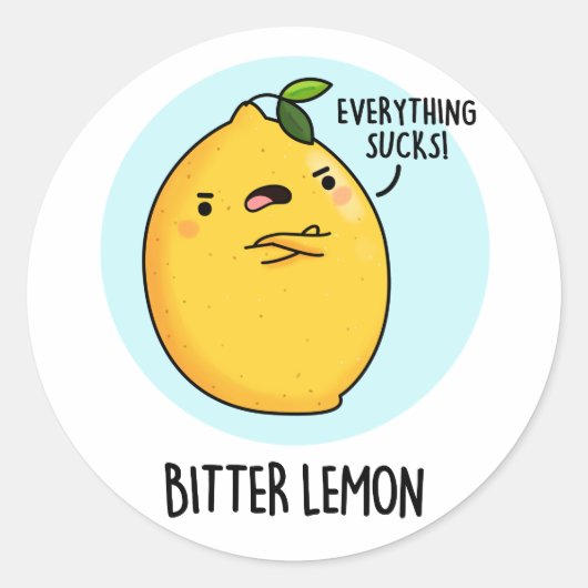 Bitter Lemon Funny Fruit Pun Runder Aufkleber (Vorderseite)