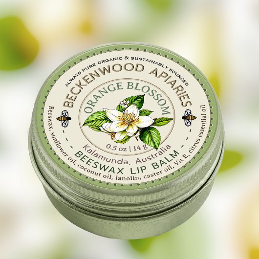 Bitter Orange Neroli oder Orange Lip Balm Honey Be Runder Aufkleber