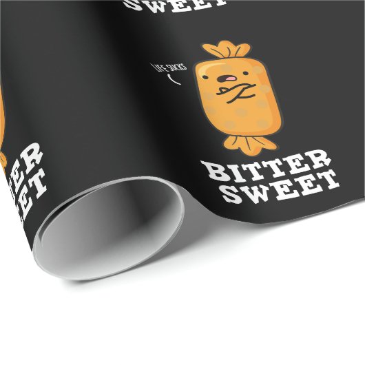 Bitter Sweet Funny Candy Pun Dark BG Geschenkpapier (Rolleneckpunkt)