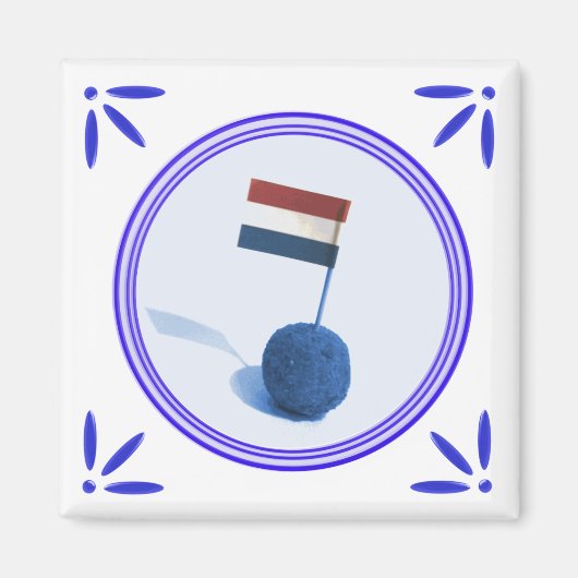 Bitterbal Holland Snack Delft Blue Style Magnet (Vorne)