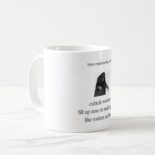 Bitterer AngestellterHaiku #9 Kaffeetasse (Vorderseite Links)