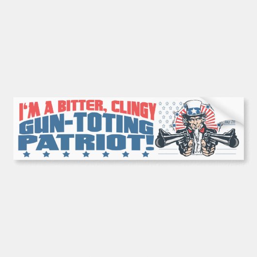 Bitterer, Clingy Gewehr-Toting Patriot-Uncle Sam Autoaufkleber (Vorne)