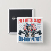 Bitterer, Clingy Gewehr-Toting Patriot-Uncle Sam Button (Vorne & Hinten)