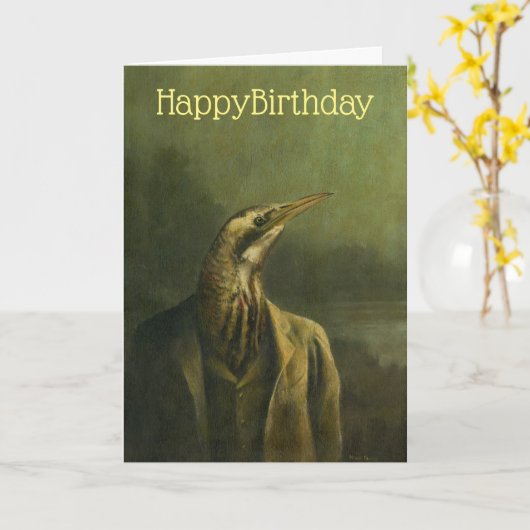 Bittern Gentleman Birthday Card Karte (Gelbe Blume)