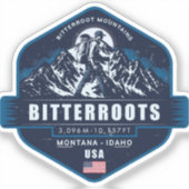 Bitterroot Mountains Wanderabzeichen Aufkleber (Vorderseite)