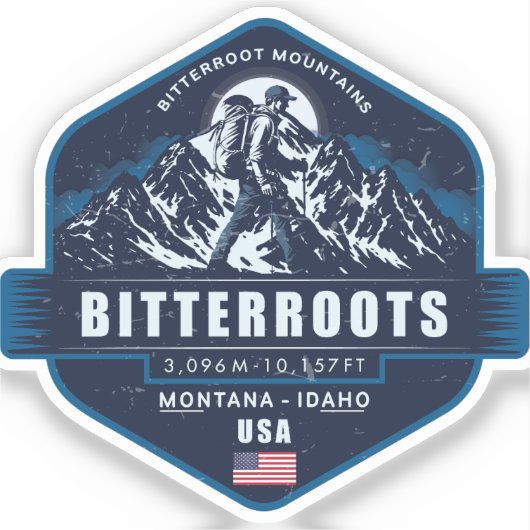 Bitterroot Mountains Wanderabzeichen Aufkleber (Vorderseite)