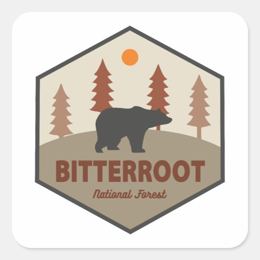 Bitterroot National Forest Bear Quadratischer Aufkleber (Vorderseite)
