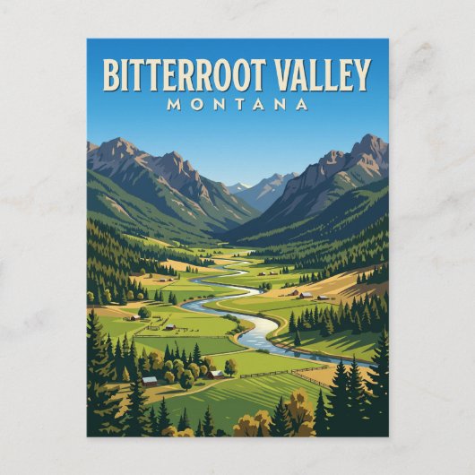 Bitterroot Valley Montana Postkarte (Vorderseite)