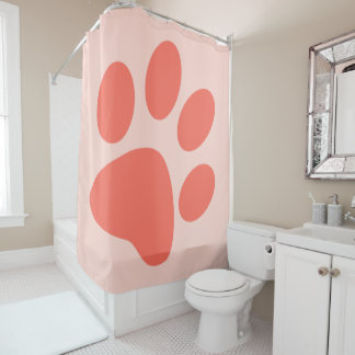 Bittersweet Orange Paw Print Duschvorhang