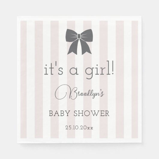 Bitty Bow Es ist eine Mädchen-Babydusche Serviette (Vorderseite)