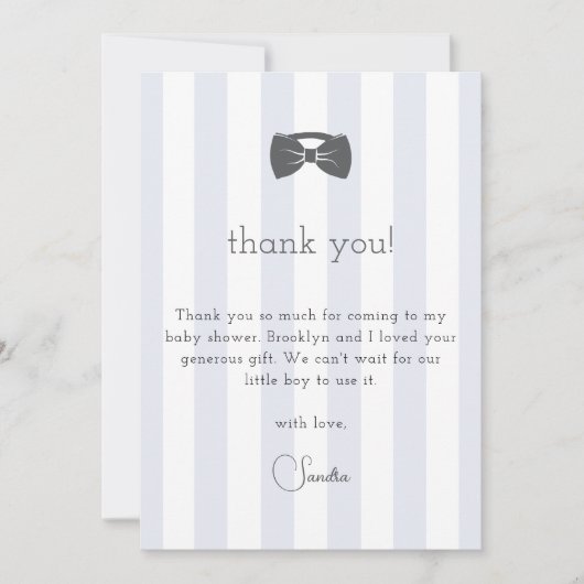 Bitty Bow Oh Boy Baby Dusche Dankeskarte (Vorderseite)