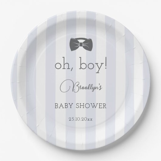 Bitty Bow Oh Boy Baby Dusche Pappteller (Vorderseite)