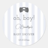 Bitty Bow Oh Boy Baby Dusche Runder Aufkleber (Vorderseite)