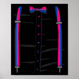 Biual Pride Flag Fliege Und Hosenträger LGBTQ Bi  Poster