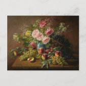 Biva Still Life mit Blume Peaches und Trauben Postkarte (Vorderseite)