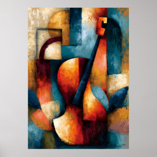 Biwa Harmony Japanische Geometrische Musik Kunst Poster