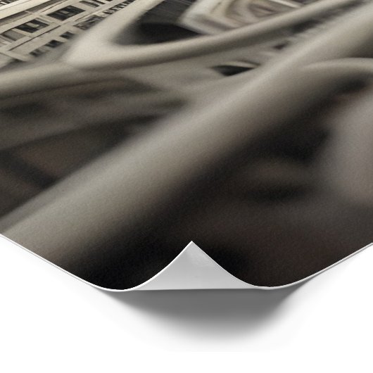 Bizarre Abstrakt Grau monochromatisch Surreal City Poster (Ecke)