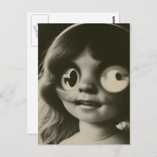 Bizarre Doll Head Halloween Postcard Postkarte (Vorne/Hinten)