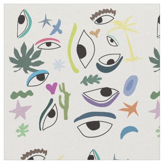 Bizarre Eyes Moderne Kunst  Stoff (Nahaufnahme)
