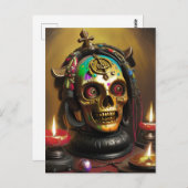 Bizarre farbiger Schädel Postkarte (Vorne/Hinten)