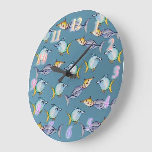Bizarre Fish Große Wanduhr (Winkel)