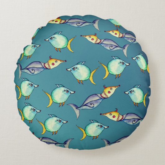 Bizarre Fish Rundes Kissen (Vorderseite)