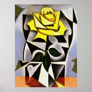 Bizarre geometrische Gelbe Rose Kunst Poster