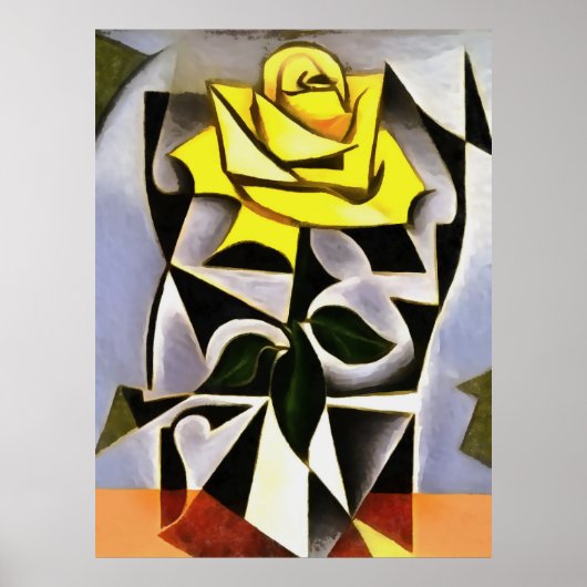 Bizarre geometrische Gelbe Rose Kunst Poster (Vorne)