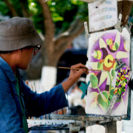 Bizarre Passiflora Blume Geometrische Kunst, Abstr Leinwanddruck