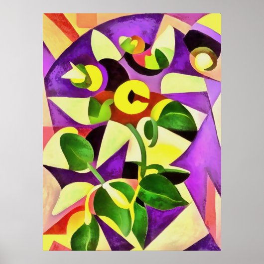Bizarre Passiflora Blume Geometrische Kunst, Abstr Poster (Vorne)