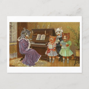 Bizarre singende Katzen Vintage Postkarte