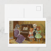 Bizarre singende Katzen Vintage Postkarte (Vorne/Hinten)