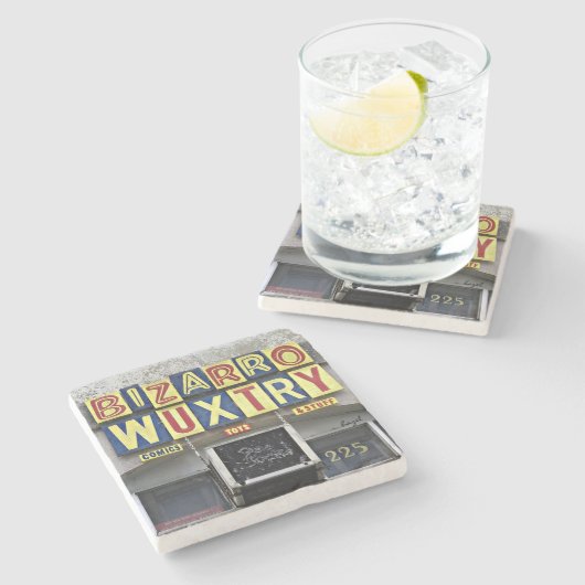 Bizarro Wuxtry, Athen, Ga, Marmorstein Untersetzer (Seitenansicht)