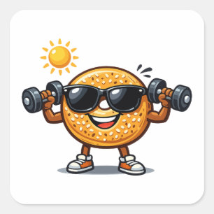 Bizeps-Bagel Quadratischer Aufkleber