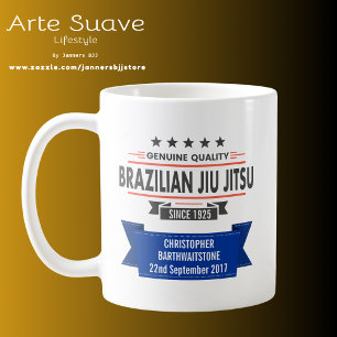 BJJ Blauer Gürtel mit Namen und Datum der Auszeich Kaffeetasse