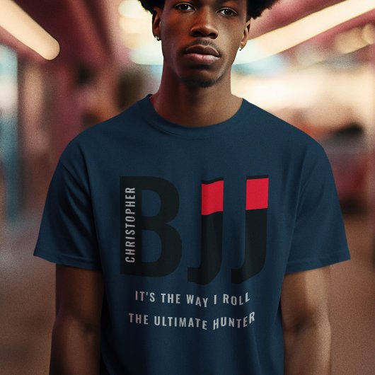 BJJ Brazilian Jiu Jitsu Add Name Black Belt T-Shirt