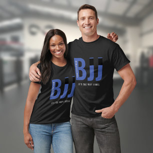 BJJ Brazilian Jiu Jitsu Add Name Blue Belt T-Shirt