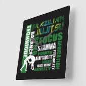 "BJJ Elements" Brasilianische Jiu Jitsu Wall Clock Quadratische Wanduhr (Winkel)