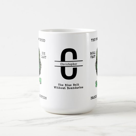 BJJ Evolution Monogram Add Your Name Jiu Jitsu Kaffeetasse (Mittel)