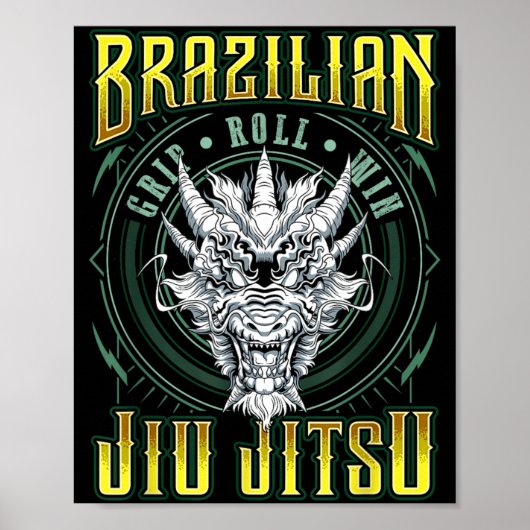 BJJ-Griff-Roll-Sieg - Grappling Jiu Jitsu Drache Poster (Vorne)
